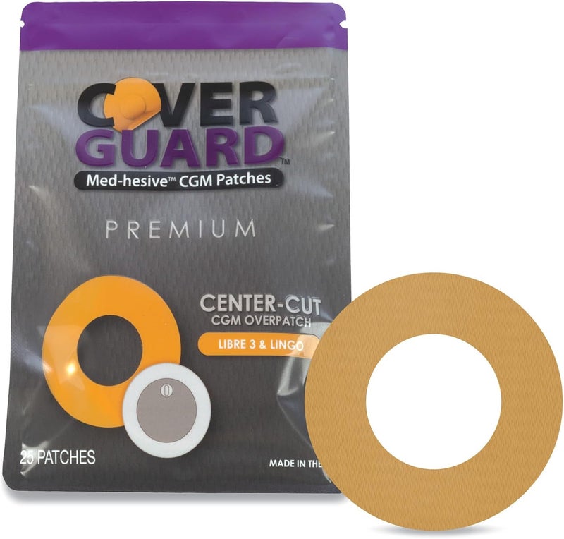 COVERGUARD CGM Overpatch | Freestyle Libre 3 | Tan Center-Cut Design| 25-Count | Waterproof Adhesive | Anti-Fray | Easy Application & Removal | Made in USA | Sensor Protection - Image 1
